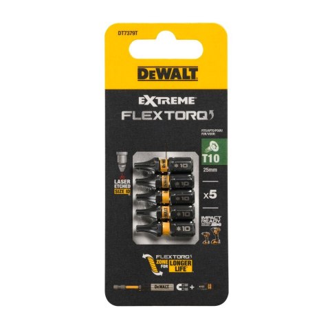 KOŃCÓWKI WKRĘTARSKIE EXTREME IMPACT® TORSION T10/25 MM (OPAK. 5 SZT.) DEWALT DT7379T-QZ