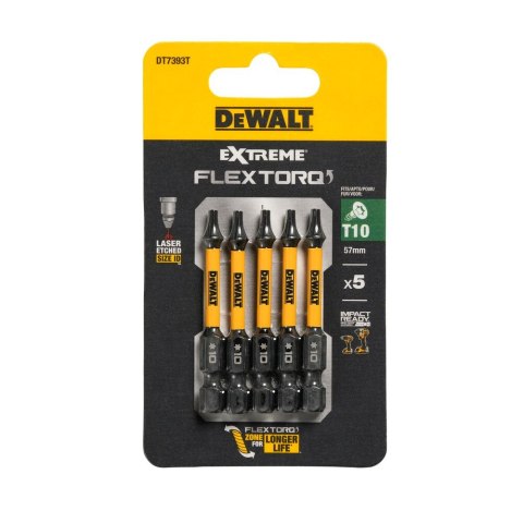 KOŃCÓWKI WKRĘTARSKIE EXTREME IMPACT® TORSION T10/50 MM (OPAK. 5 SZT.) DEWALT DT7393T-QZ