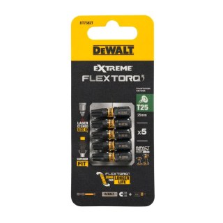 KOŃCÓWKI WKRĘTARSKIE EXTREME IMPACT® TORSION T25/25 MM (OPAK. 5 SZT.) DEWALT DT7382T-QZ
