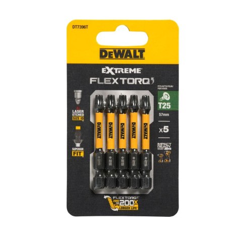 KOŃCÓWKI WKRĘTARSKIE EXTREME IMPACT® TORSION T25/50 MM (OPAK. 5 SZT.) DEWALT DT7396T-QZ