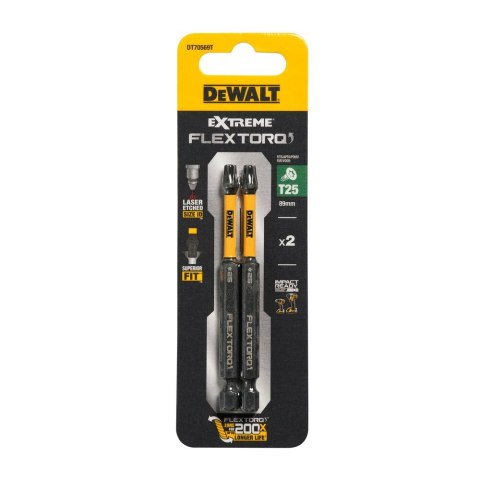 KOŃCÓWKI WKRĘTARSKIE EXTREME IMPACT® TORSION T25/85 MM (OPAK. 2 SZT.) DEWALT DT70569T-QZ