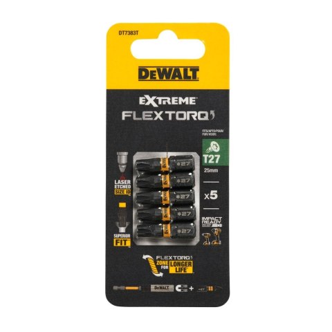 KOŃCÓWKI WKRĘTARSKIE EXTREME IMPACT® TORSION T27/25 MM (OPAK. 5 SZT.) DEWALT DT7383T-QZ