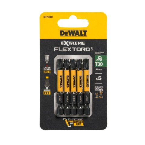 KOŃCÓWKI WKRĘTARSKIE EXTREME IMPACT® TORSION T30/50 MM (OPAK. 5 SZT.) DEWALT DT7398T-QZ
