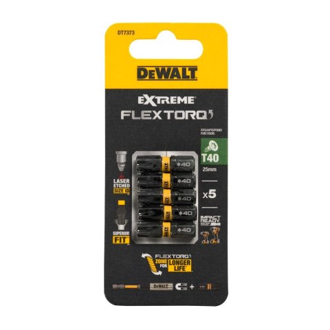 KOŃCÓWKI WKRĘTARSKIE EXTREME IMPACT® TORSION T40/25 MM (OPAK. 5 SZT.) DEWALT DT7373-QZ