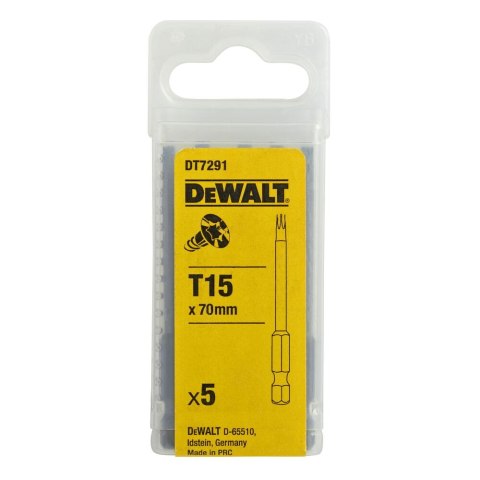 KOŃCÓWKI WKRĘTARSKIE T15/70 (KSZTAŁT E 3.6 1/4") MM (OPAK. 5 SZT.) DEWALT DT7291-QZ