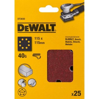 PAPIER ŚCIERNY 115X115MM NA RZEP GR.40 DEWALT DT3030-QZ