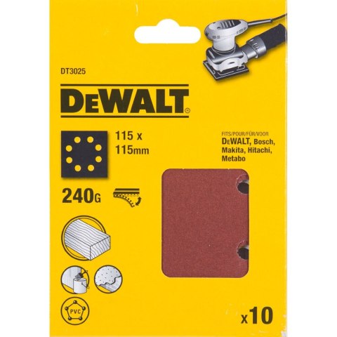 PAPIER ŚCIERNY 115X115MM RZEP GR.240 DEWALT DT3025-QZ