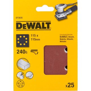 PAPIER ŚCIERNY 115X115MM RZEP GR.240 DEWALT DT3035-QZ