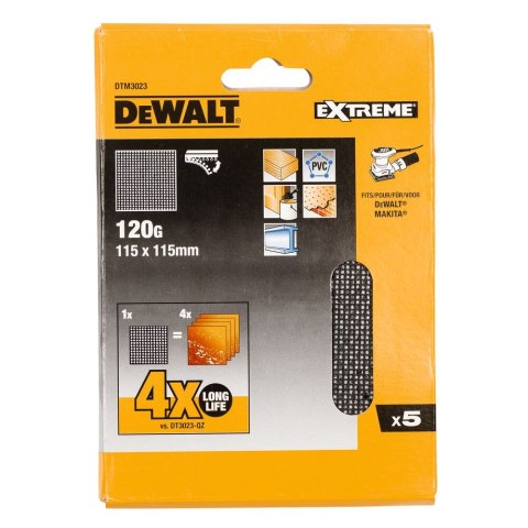 SIATKA ŚCIERNA 115X115 MM GR 120 DEWALT DTM3023-QZ