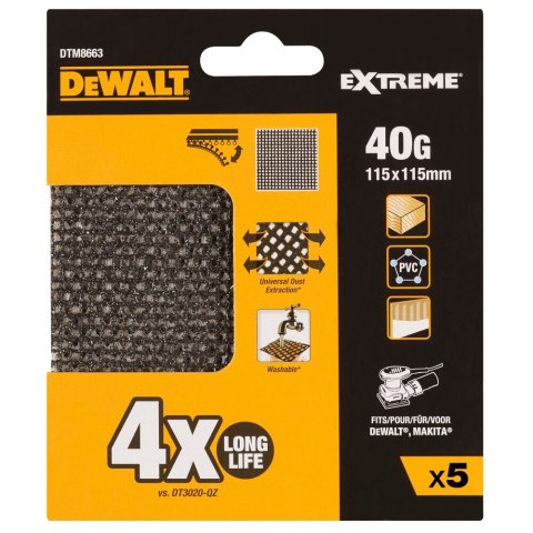 SIATKA ŚCIERNA 115X115 MM GR 40 DEWALT DTM8663-QZ