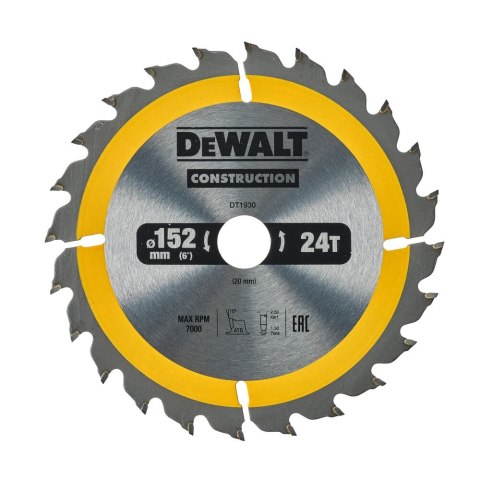 TARCZA 152X20MM 24T AC DEWALT DT1930-QZ