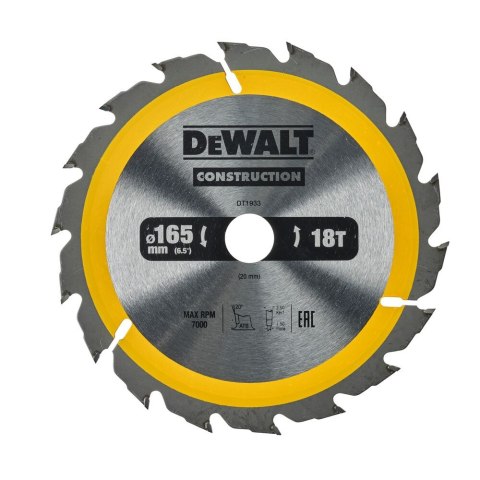 TARCZA 165X20MM 18T AC DEWALT DT1933-QZ