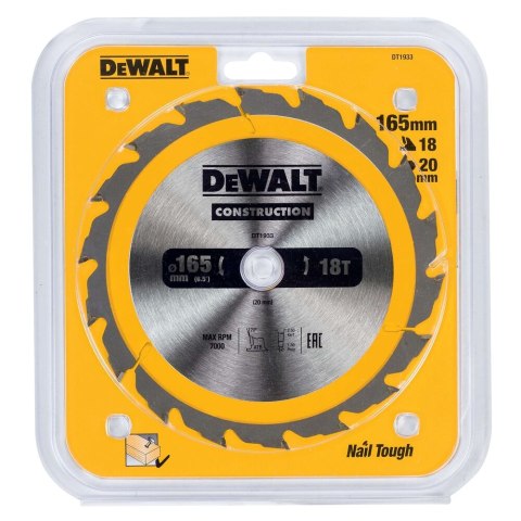 TARCZA 165X20MM 18T AC DEWALT DT1933-QZ