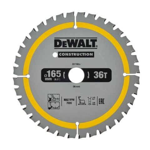 TARCZA 165X20MM 40T DEWALT DT1950-QZ