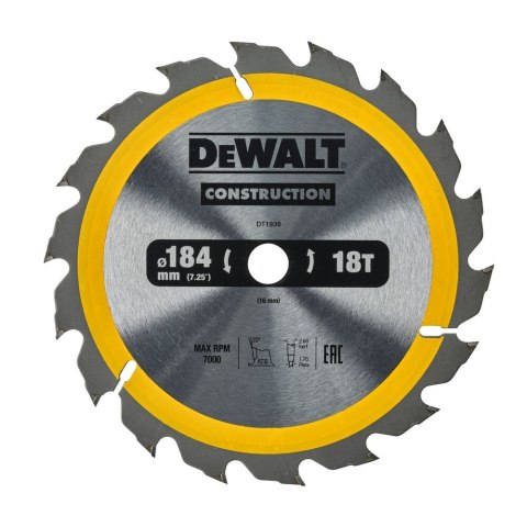 TARCZA 184X16MM 18T AC DEWALT DT1938-QZ