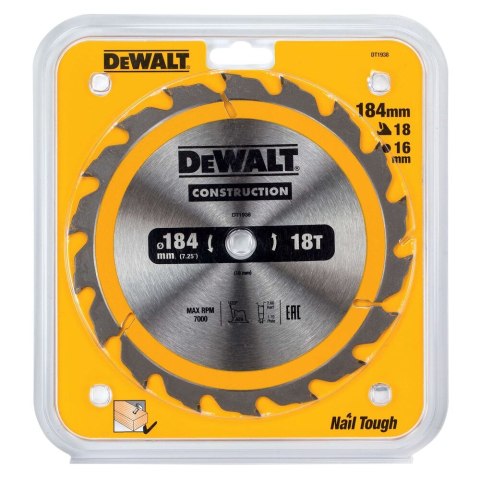 TARCZA 184X16MM 18T AC DEWALT DT1938-QZ