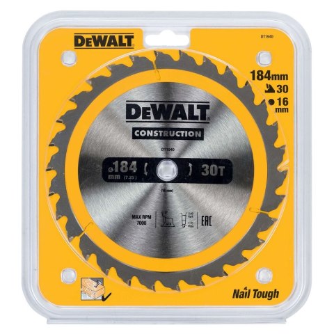 TARCZA 184X16MM 30T AC DEWALT DT1940-QZ