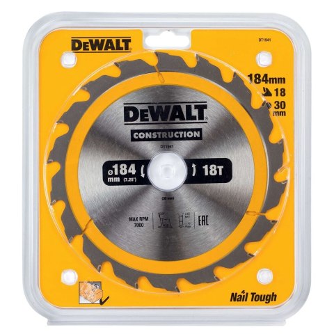 TARCZA 184X30MM 18T AC DEWALT DT1941-QZ