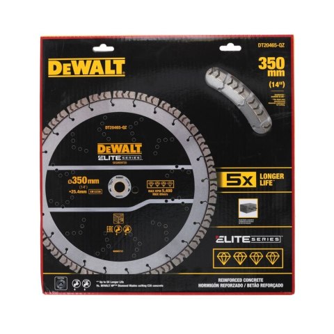 TARCZA 350MM ELITE PRĘTY ZBROJ./BETON DEWALT DT20465-QZ