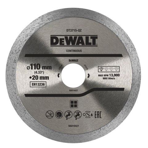 TARCZA DIAM. 110MM X 20MM HARD TILE DEWALT DT3715-QZ
