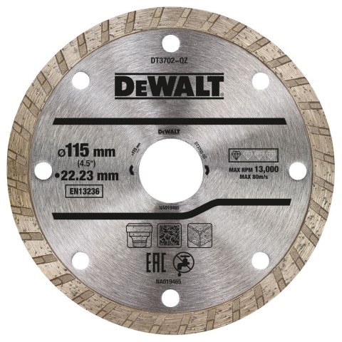 TARCZA DIAM.115X22.2MM, 2.1MM DEWALT DT3702-QZ