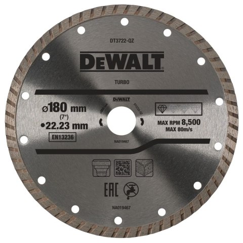 TARCZA DIAM.180X22.2MM, 2.4MM DEWALT DT3722-QZ