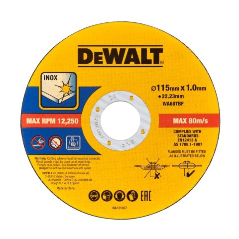 TARCZA DO CIĘCIA 115MM X 1MM 100SZT DEWALT DT20599-QZ