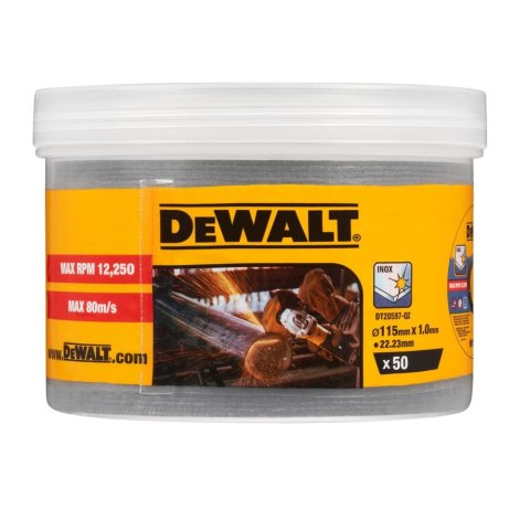 TARCZA DO CIĘCIA 115MM X 1MM 50SZT DEWALT DT20597-QZ