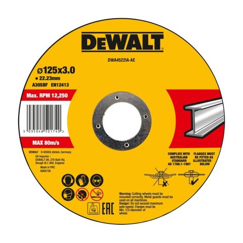 TARCZA DO CIĘCIA 125X22.23X3 MM DEWALT DWA4522IA-AE