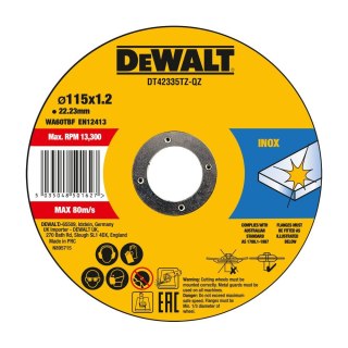 TARCZA DO CIĘCIA INOX 115X1.2MM 10SZT. DEWALT DT42335TZ-QZ