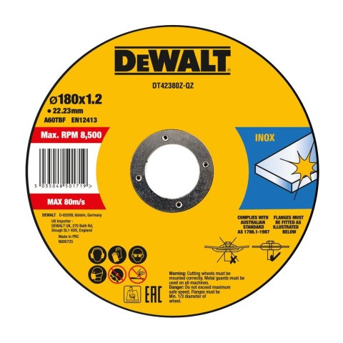 TARCZA DO CIĘCIA INOX 180X1.6X22.23MM DEWALT DT42380Z-QZ