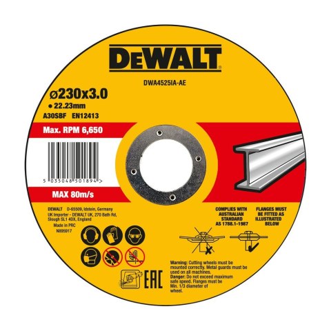 TARCZA DO CIĘCIA STALI 230X3X22MM DEWALT DWA4525IA-AE