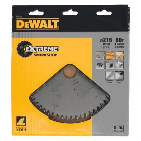 TARCZA PILARSKA 216X30MM, 60 ZĘBÓW DEWALT DT4370-QZ