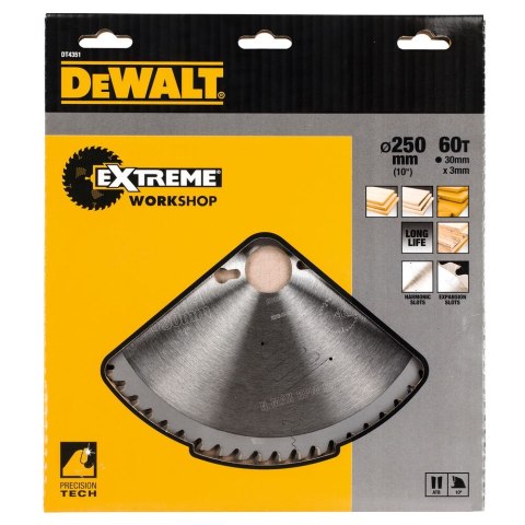 TARCZA PILARSKA 250X30MM, 60 ZĘBÓW DEWALT DT4351-QZ