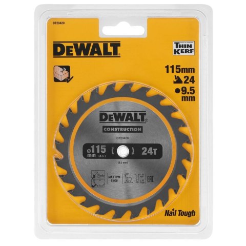 TARCZA PILARSKA DO DREWNA Z GWOŹDZIAMI 115X9,5/25T DEWALT DT20420-QZ