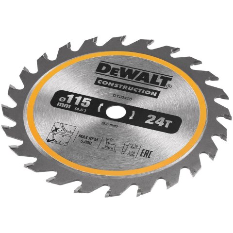 TARCZA PILARSKA DO DREWNA Z GWOŹDZIAMI 115X9,5/25T DEWALT DT20420-QZ