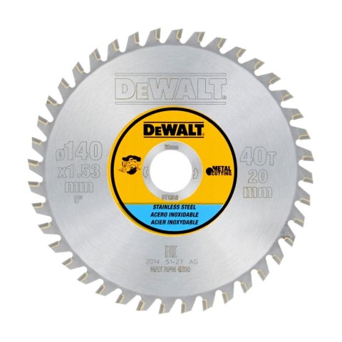 TARCZA PILARSKA DO METALU 140X20/40T DEWALT DT1918-QZ