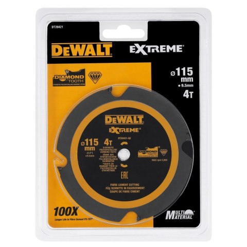 TARCZA PILARSKA DO PLYT CEMENTOWYCH 115X9,5/4T DEWALT DT20421-QZ