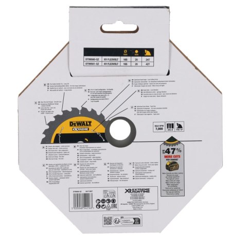 TARCZA PILARSKA XR 165MM X 20MM 24T CSB DEWALT DT99560-QZ