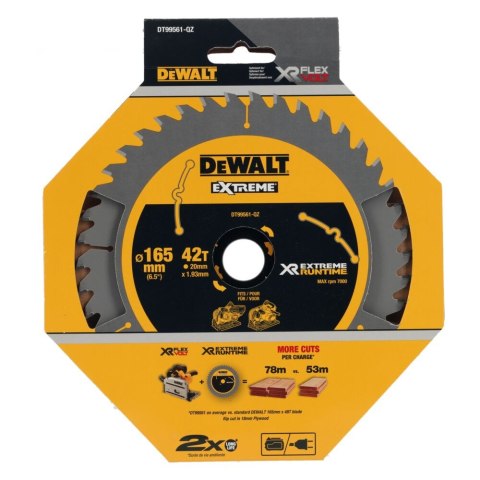 TARCZA PILARSKA XR 165MM X 20MM 42T CSB DEWALT DT99561-QZ