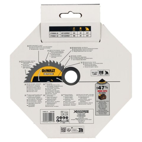 TARCZA PILARSKA XR 165MM X 20MM 42T CSB DEWALT DT99561-QZ