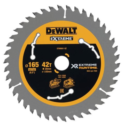 TARCZA PILARSKA XR 165MM X 20MM 42T CSB DEWALT DT99561-QZ