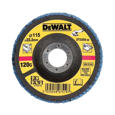 TARCZE LISTKOWE WYGIĘTE 115MM, GR.120 DEWALT DT3258-QZ