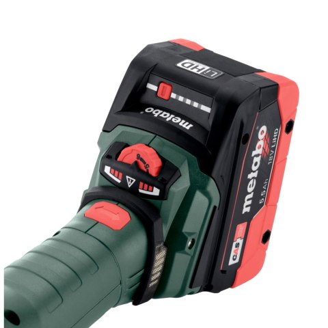 Akumulatorowa szlifierka kątowa z płaską głowicą WVBF 18 LT BL 11-125 Quick Metabo 601307840