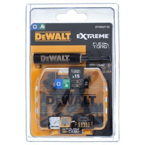 ZESTAW 16 CZ KOŃC UDAR WKRĘT TORSION DEWALT DT70522T-QZ