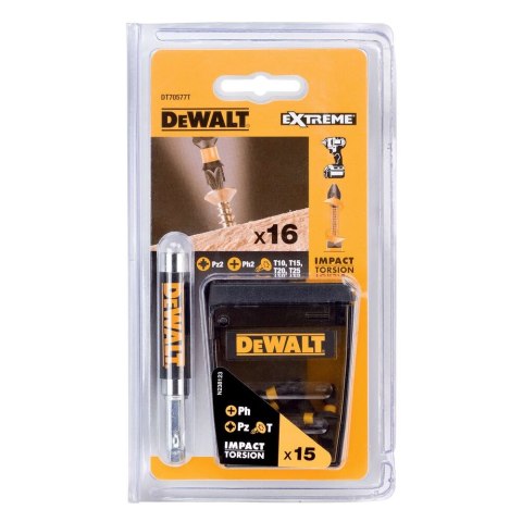 ZESTAW 16 CZ KOŃC UDAR WKRĘT TORSION DEWALT DT70577T-QZ
