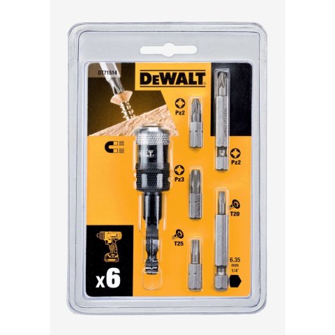 ZESTAW 6 CZ. KOŃC WKRĘT. Z UCHW SZYBKOZ DEWALT DT71514-QZ