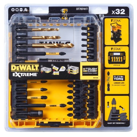 ZESTAW BITOW I WIERTEŁ 32SZT FLEXTORQ DEWALT DT70741T-QZ