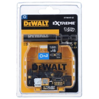 ZESTAW BITOW PZ2 25MM X15, BIT HOLDER DEWALT DT70618T-QZ