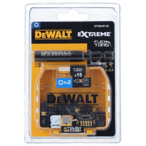 ZESTAW BITOW PZ2 25MM X15, BIT HOLDER DEWALT DT70618T-QZ